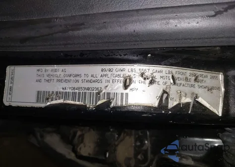 2003 Audi Allroad 2.7T из США, поврежденный, VIN WA1YD64B53N032367